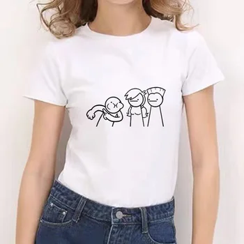2021 Malých Ľudí Vytlačené Bielych Tričkách Fashion T-shirt Lete Grafické Bežné kórejský Štýl T-shirt Krásne Letné Bežné T-shirt