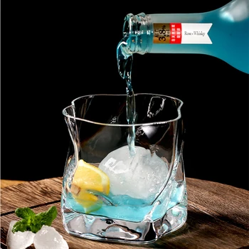 300cc Japonský Nepravidelný Twisted úžitkovej Vody Pohár Tvorivé Jednoduchý Pot-bellied Krištáľové Sklo Whisky Ducha Pohár Piva Sklo