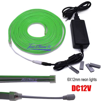 6 X 12 mm DC12V SMD 2835 Flexibilné led pásky neon páse s nástrojmi svetlá silikónová trubica IP68 Červená Zelená Modrá biela a led 12V napájací adaptér
