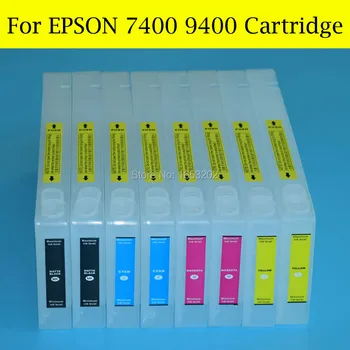 8 Ks/Veľa Kvalitných Prázdne Atramentové Cartridge Pre Epson Stylus Pro 7400 9400 Tlačiareň S Resettable Čipy A Resetter