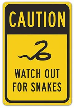 Bezpečnosť Prihlásiť Nebezpečenstvo Prihlásiť Pozor na Hady Wall Art Výstraha Pozor Tin Značky Kovové Cestné Dvore Dekor 8 x 12 cm