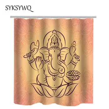 Buddha Slon Vaňa Záclony Sprchový Záves Lotus Kúpeľňa Opony Polyester
