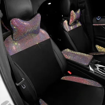 Diamond Drahokamu Univerzálny Ice Hodváb Auto Kryt Sedadla Crystal Auto Vankúš Interiérové Doplnky Bling Sídlo Rohože pre Ženy, Dievčatá