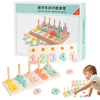 Drevené Číslo Puzzle Zodpovedajúce Montessori Hračky Pre Batoľatá Číslo Počítanie Hra Predškolského Vzdelávania Matematika Stohovanie Blok