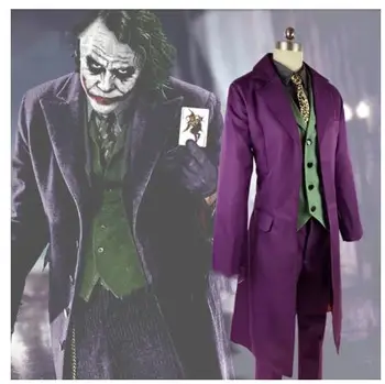 Fialová Bunda Celej sady kvalitných Heath Ledger Cosplay Vyhovovali Halloween mens Film temný Rytier Kostým Joker