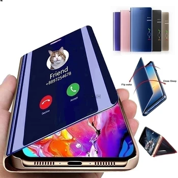 Flip Transparentné Smart Mirror obal Pre Samsung Galaxy S21 Ultra S20 FE S10 Plus Poznámka: 20 10 Lite 9 S10E Shockproof Kryt Telefónu