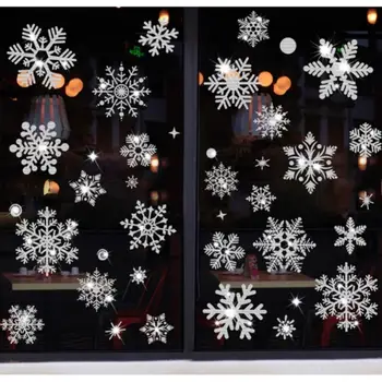 Glitter Efekt Snowflake Elektrostatické Stenu, Nálepky Vianočné Izba Dekor Sklenené Okno nálepky Domáce Dekorácie Nový Rok Tapety