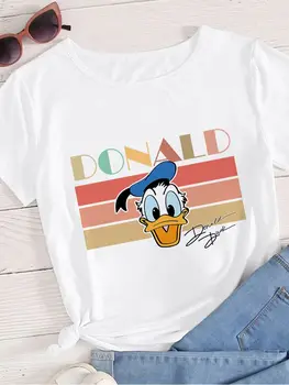 Harajuku Donald Duck Cartoon Grafické Tričko Lete Disney Ženy Vtipné Krátke Rukávy Top Nové Módne Roztomilý T-Shirt