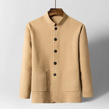 High-end mužov sveter kabát na jar a na jeseň nový trend bežné pekný pletený sveter vlnené pánske sako