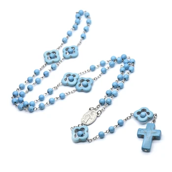 Katolícka Tyrkysové Ruženec Náhrdelník Mária Kúzlo Kolo Perličiek Kríž Náhrdelníky Náboženské Modlí Módne Šperky