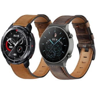 Kožené Watchband Pre Česť GS Pro Sen Klasický Vzhľad Zápästie Pre Huawei Sledovať GT2 Pro 46 mm Retro Náramok Muž Pásma