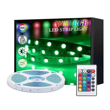 LED Pás Svetla 5M 5050 RGB WIFI 24 Tlačidlo Diaľkové Ovládanie Synchronizovať Hudbu A Farby EÚ Plug