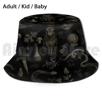 Len Čarodejnice Veci ( Čierna A Béžová ) Sun Hat Skladacia UV Ochrany Čarodejnice Vvitch Halloween Magic Strašidelné Jeseň Jeseň Králik