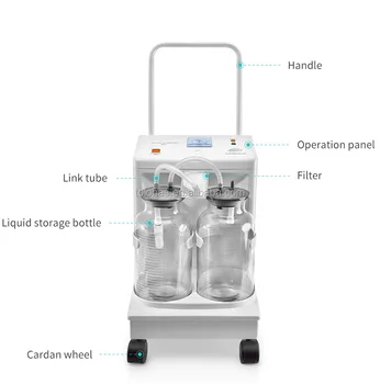 LH23D Rozšírené Nemocnice Použiť Automatické Elektrické Aspirator Lekárske Dvojité Fľaša na Sacom Prístroje Vozík s Kolieskami