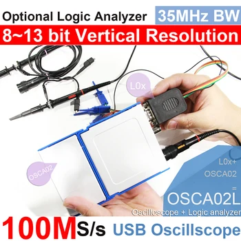 LOTO USB/PC Osciloskop OSCA02, 100MS/s Vzorkovacia frekvencia, 35MHz Pásma, pre automobilový, nadšenec, študent, inžinierov