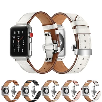 Luxusný Kožený Remienok pre Apple hodinky 6 kapela 44 mm 40 mm iWatch series 3 4 5 se Taliansko Kožený Náramok Apple Hodinky Kapela 42mm 38mm