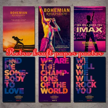 Nové Bohemian Rhapsody Freddie Mercury Kráľovná Hudobný Filmový Plagát kraft papier Domov Izba Sieťovej Tlače Dekor 30*21 cm