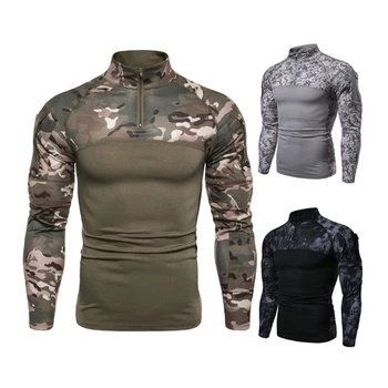 Nové pánske Kamufláž Taktické Vojenské Oblečenie Bojové Tričko Assault dlhý rukáv Tesné tričko Armády Kostým