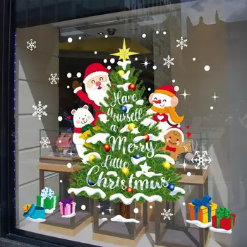 Nový Rok 2023 Veselé Vianoce Okno Nálepky Vianočný Stromček Snowflake Obtlačky Dekorácie Pre Domov Stenu, Nálepky Xmas Party Navidad