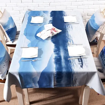 Nový Čínsky Štýl, Bavlnená Posteľná Bielizeň Obdĺžnikový Stôl Handričkou Atrament Maľovanie Vzor Jedálenský Stôl Sa Pokrýva Jednoduchosť Štvorcový Obrus