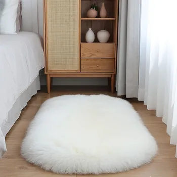 Oválne reálne ovčej kožušiny posteľ list koberec 50*100 cm slonovina shaggy ovčie kožušiny oblasti koberec pre domáce dekorácie