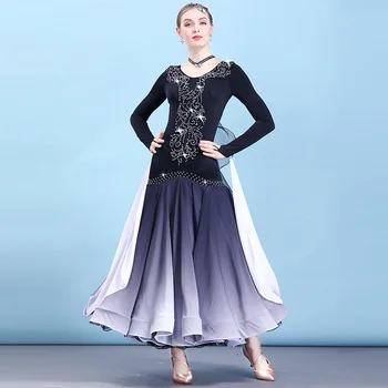 prispôsobenie štandardného sála šaty žien tanečné šaty dospelých, tanečná sála súťaže šaty black valčík šaty fringe dancewear