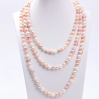 Prírodné sladkovodné perly Barokový dvojvrstvové perlový náhrdelník sveter reťazca Náhrdelníky Klasické Jemné Ženy pearl šperky