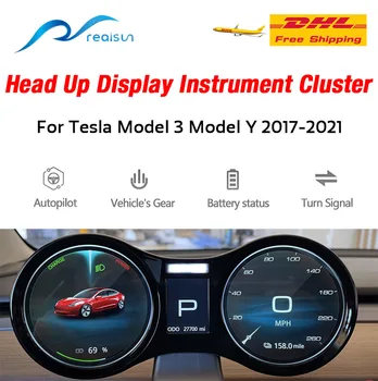 Realsun Head Up Displej HUD združenom S Rýchlomer Displej Prevodovky Režim Jazdy Pre Tesla Model 3 Model Y 2017 - 2021
