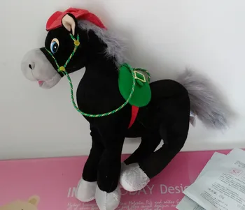 Ruský jazyk spievať pieseň plyšové čierny kôň mäkké bábiky,elektronické hračky pre deti, narodeniny Vianočný darček