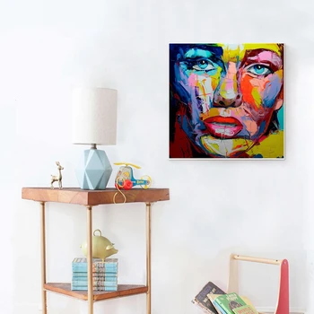 Ručné Olej, Plátno, Maľovanie Multicolor Ženy Čelia Abstraktné Wall Art Plátno Umelecké dielo, Obraz pre Hotel Home Wall Art Dropshipping