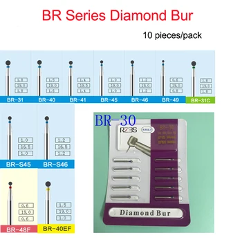RZ3S 10 KS Okrúhle Loptu Zubné Diamond Bur Pre Kaz Odstránenie FG 1,6 mm Priemer