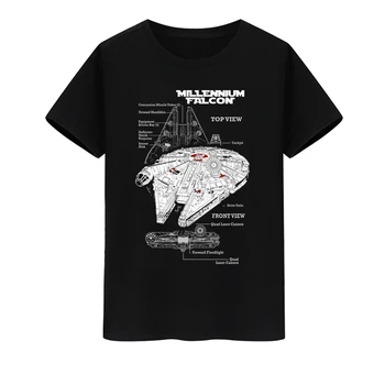 Sila Prebudenie Millennium Falcon Schémy Grafické T-Shirt. Letné Bavlna Krátky Rukáv O-Krku Unisex Tričko Nový S-3XL