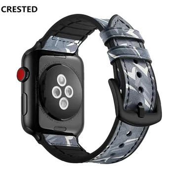 Silikónové Kožený remienok Pre Apple hodinky kapela 44 mm 40 mm iwatch 42mm 38MM kamufláž náramok apple hodinky band 4 3 5 SE 6