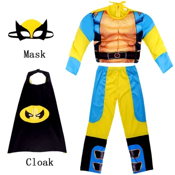Superhrdina Wolverine Cosplay Kostým s Maskou Chlapec Dievča Halloween Party Jumpsuit Anime Vianočný Darček pre Deti 3-12Years