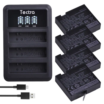Tectra 4PCS 1450mAh 3.80 V Pôvodnom Mijia 4k Batérie+ LED 3Slots USB Nabíjačku pre Šport Xiao mi mi Ťia Akcia Mini Kamery batérie