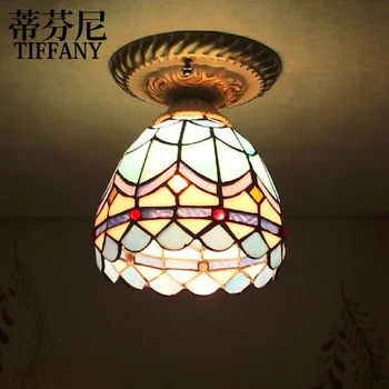 Tiffany štýle stropné svetlá farba skla lampa Stredomorská Reštaurácia chodby, nočná lampa na čítanie