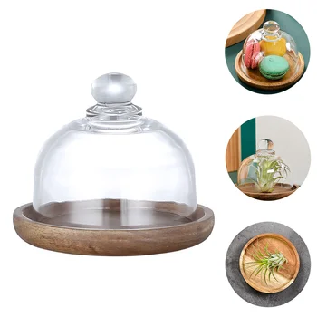 Tortu Mini Dezert Plechový Kryt Dome Traystandwooden Bell Veko Displeja Candyminiature Zahŕňa Cloche Držiteľovi Lietať Na Obrazovke Povrch Dreva