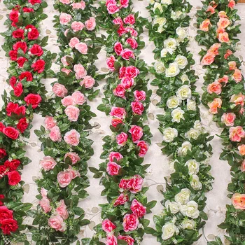 Umelé ruže ratan umelý kvet hodvábnej svadobný kvet viniča krytý obývacia izba vodovodné potrubia dekorácie plastové kvetu rastlín