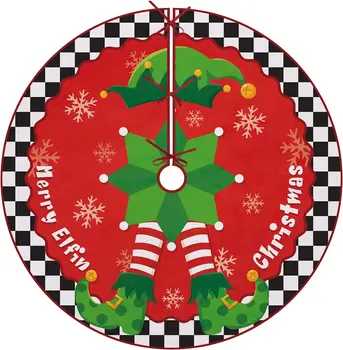 Veselé Vianoce Strom Sukne 48 palcov Elf Snowflake Umelý Vianočný Strom Sukne, Veľká Šachovnica, Domáce Dekorácie Rok Dovolenku