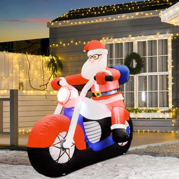 Vianočné Nafukovacie Santa Claus na Koni Motocykel LED Svetlá Vyhodiť Hračky Vonkajšie Dvore Dekorácie Vianočné Dovolenku Strany Ornament