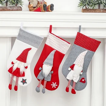 Vianočné Pančuchy Plyšové Santa Claus Bábika Ponožky Candy Bag Vianočné Dekorácie Pre Domov Vianočný Strom Krb Visí Ozdoby