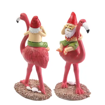 Vtipné Záhradný trpaslík na Koni Flamingo Dekoračné Figúrky na Trávniku Rybník Stôl Ozdoby Regálové Domova Vianočné Darčeky