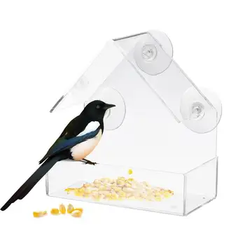Vták Feeder Tvorivé Birdfeeders S Silné Prísavky Transparentné Bird House Akryl Kids & Starších Prezeranie Nástroj Pre Kŕmenie