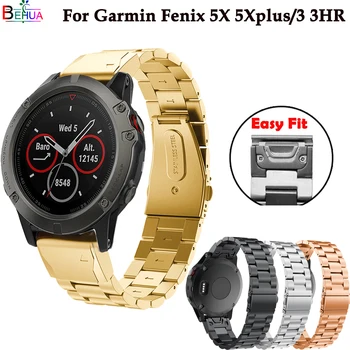Watchband popruh Pre Garmin Fenix 5X 5XPlus /3 3-LR smart hodinky GPS Nerezovej Ocele Easy Fit Rýchle uvoľnenie band Náramok náramok