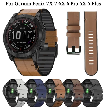 Watchbands Popruh Pre Garmin Fenix 6X 6 Pro 5 Plus Smart Fenix 7X 7 3 3-LR 22 26 mm Pásma Kožené, Silikónové Rýchle Uvoľnenie Náramok