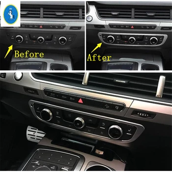 Yimaautotrims Auto Príslušenstvo Uprostred klimatizácia AC Ovládanie CD Panel Prepínať Dekorácie Kryt Výbava Pre Audi Q7 2016 - 2019 ABS