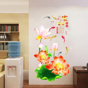 Čínsky Štýl, Lotus Stenu, Nálepky Domova DIY Spálne, Obývacia Izba Pozadí Nástenné Art Obtlačky Samolepiace Tapety