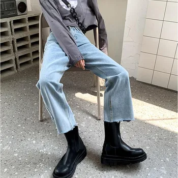 Žena Džínsy S Vysokým Pásom Oblečenie Širokú Nohu, Džínsové Oblečenie Modrá Streetwear Vintage Kvality 2021 Jeseň Fashion Harajuku Rovné Nohavice